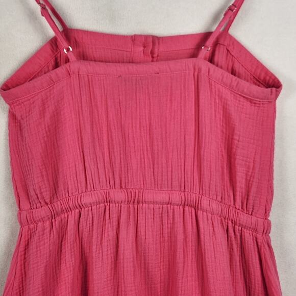 Laurel Grey Dress Women’s SZ M Pink Button Front Tie Waist Tiered Cotton EUC - Picture 7 of 16